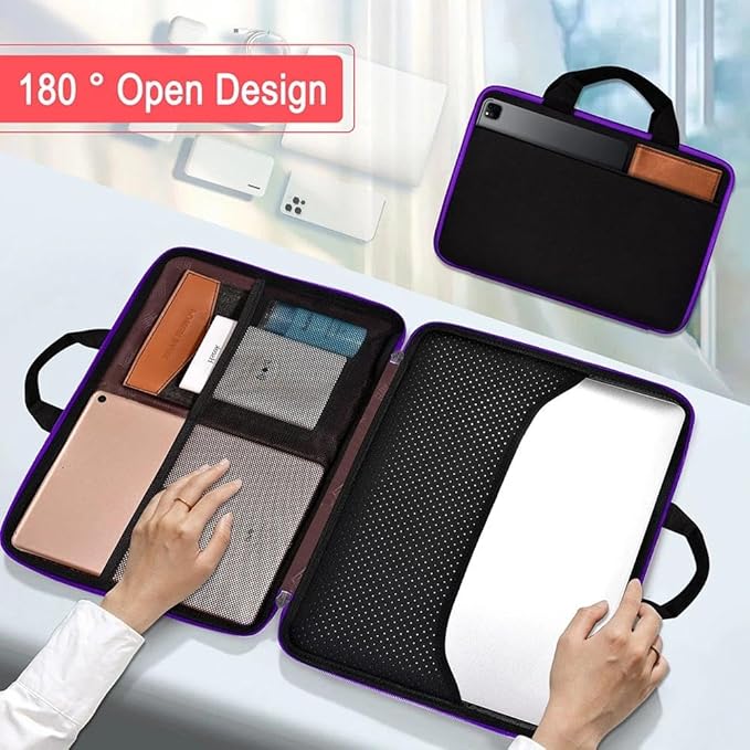 Hseok Laptop Case 13.3-14 inch Sleeve, TSA Computer Handbag Water-Resistant and Shockproof Bag Compatible with MacBook Pro/Neo 14", Mac Air/Pro 13.3" and 13"-14" Notebooks Chromebooks,Black-Purple