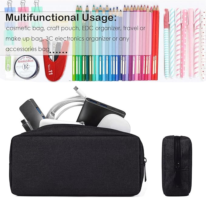 Travel Cable Organizer Pouch Electronic Accessories Carry Case Water Resistant Accessories Organizer Pouch Bag for Cable, Cord, Charger, Phone, Power Bank, Earphone (Big-Black)