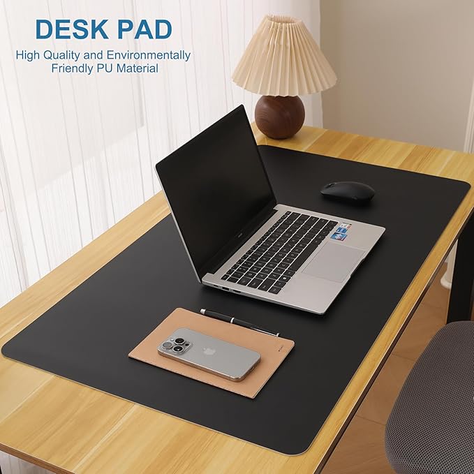 Non-Slip Desk Pad,Desk mat,Waterproof PU Leather Desk Pad,Laptop Desk Writing Pad for Office and Home (Black, 23.6" x 13.7")