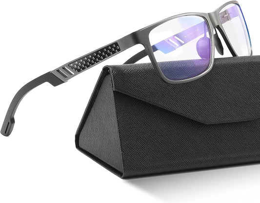 IBOANN Blue Light Glasses for Men - Lightweight Al-Mg Metal, Gaming Computer Blocking Glasses, Eye Protection Anti Eyestrain