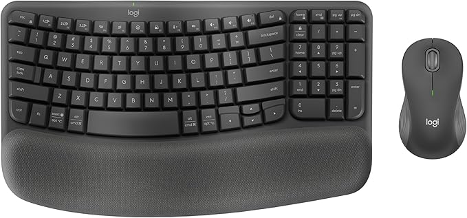 Logitech Wave Keys MK670 Combo, Wireless Ergonomic Keyboard with Signature M550 L Wireless Mouse, Comfortable Natural Typing, Bluetooth, Logi Bolt, for Multi-OS, Windows/Mac - Graphite