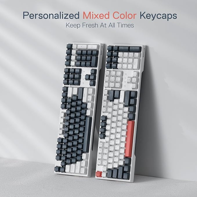 Redragon K668 RGB Gaming Keyboard, 108 Keys Wired Mechanical Keyboard w/Extra 4 Hotkeys, Sound Absorbing Foams, Upgraded Hot-swappable Socket, Mixed Color Keycaps x 2 Sets, Red Switch