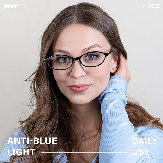 KUGUAOK Retro Oval Blue Light Blocking Glasses for Women 90s Small Cat Eye Eyeglasses Frame TV Bluelight Glasses