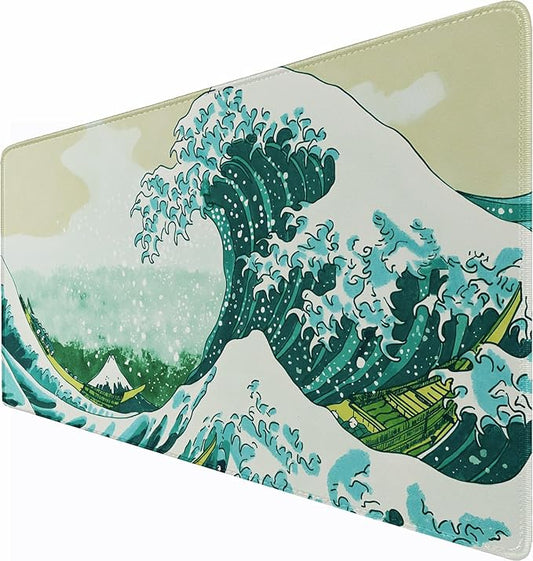 Large Extended Gaming Mouse Pad, 31.5" x15.7" Large Mat with Superior Micro-Weave Cloth, Water Resist Keyboard Mousepad with Non-Slip Base, Laptop Pad for Office Home Gaming, Waves