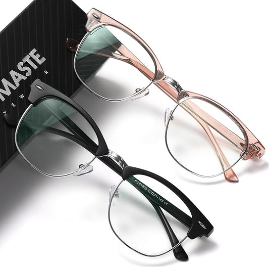 Blue Light Blocking Glasses Vintage Half Frame UV Clear Lens Anti Eyestrain Computer Gaming Glasses for Women Men