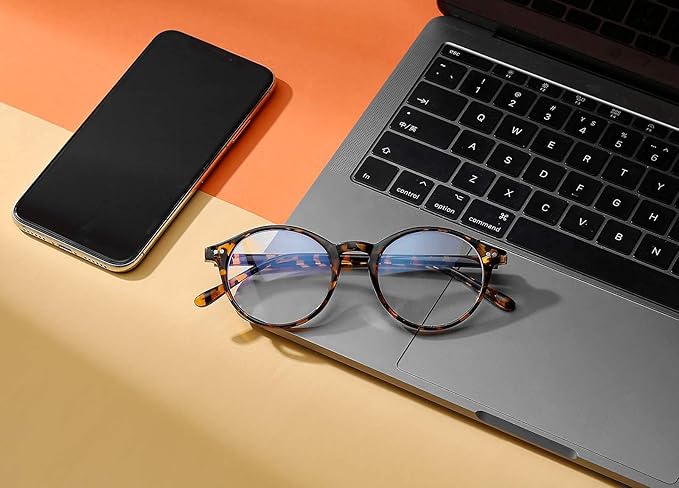 HJSTES Vintage Blue Light Glasses for Women Men Round Bluelight Blocking Glasses Thick TR90 Frame Eyeglasses
