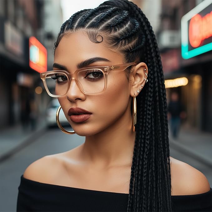 VISOONE Rectangle TR90 Blue Light Blocking Glasses Computer Eyewear with Preppy Look for Women and Men Cougar