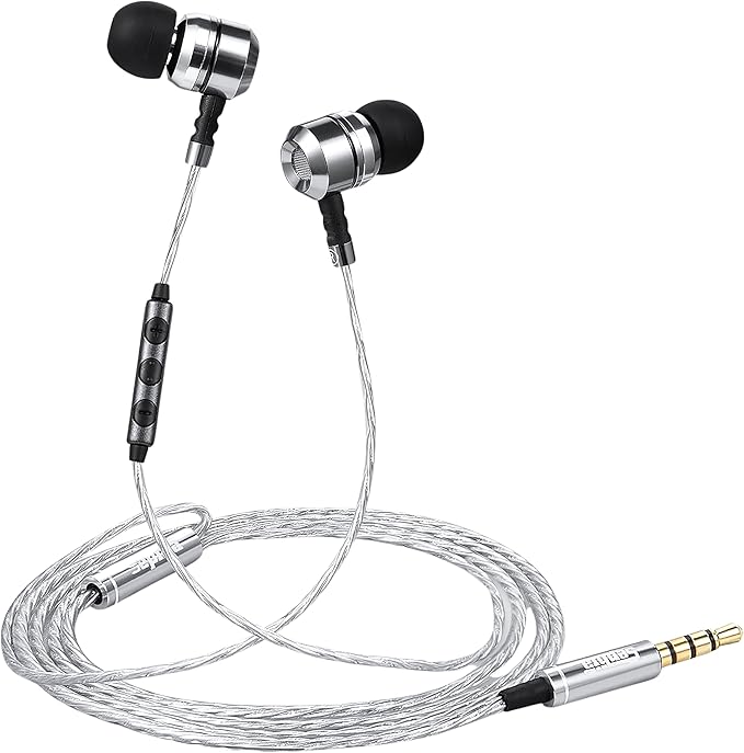 Sephia SP3060VC Wired Earbuds with Mic, in Ear Headphones with Deep Bass, Noise Isolating Earphones, 10mm Drivers, Tangle Free Cable, 3.5mm Jack