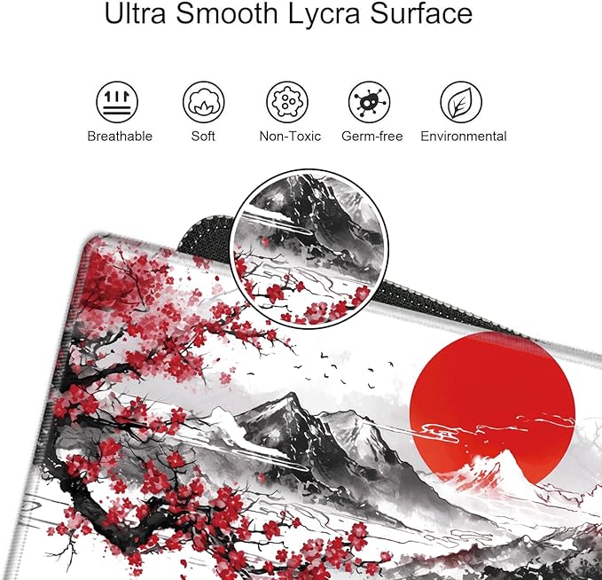 Cherry Blossom Mouse Pad Gaming Desk Mat XL Mousepad 24x12 Desk Pad Sakura Computer Mat Large Mouse Pads for Wireless Mouse Office Laptop Accessories Gift