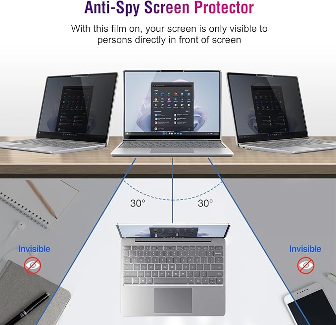 ProCase Microsoft Surface Laptop Go 3/2/1 12.4 Inch Privacy Screen Protector, Anti-Spy Tempered Glass Screen Film Guard for 12.4" Surface Laptop Go 2023/2022/ 2020