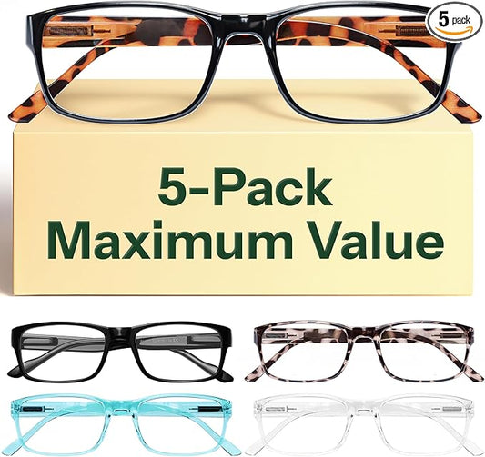 Gaoye 0.5 Professional Reading Glasses for All Day - Computer Readers with Blue Light Protection - Value Pack