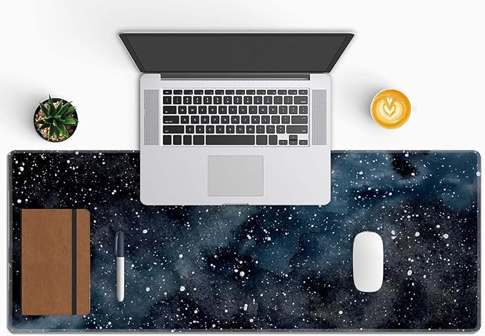 Dark Starry Deep Space Gaming Mouse Pad XL Extended Large Desk Mat Big Mousepad Non-Slip Rubber Base Stitched Edge Long Desk Pad for Desktop PC Computer Gamer,31.5×11.8 Inch