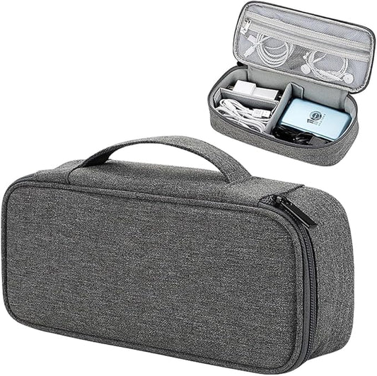 Teskyer Tech Organizer Pouch – Portable Waterproof Electronics Bag with Compartments for Cables, Chargers, Earbuds & Phone (Dark Grey)