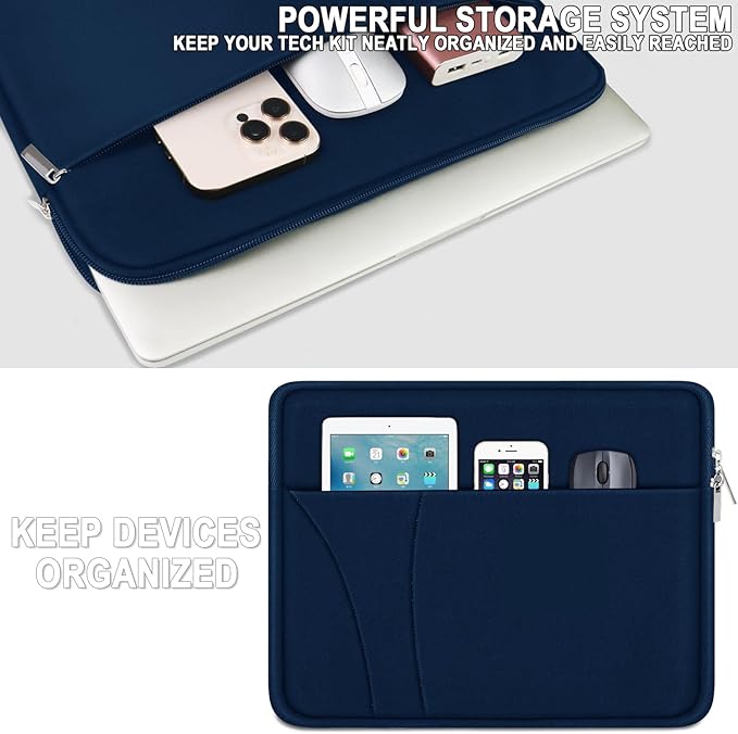 Laptop Sleeve 14 inch, Slim Traveling Laptop Case Cover with Zippered Pocket, Shockproof Protective Carrying Briefcase Computer Bag for 14" MacBook Air/Pro, HP, Dell, Lenovo, Acer, Deep Blue