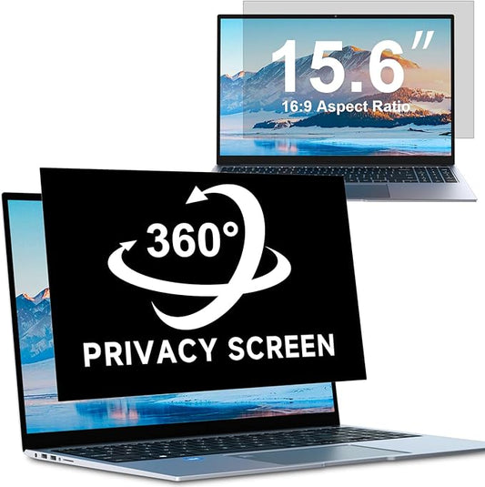 ZOEGAA 4-way 360°Laptop Privacy Screen For 15.6 Inch 16:9 Computer, Removable Privacy Screen For Laptop Monitor, Anti Glare And Blue Light, Compatible With HP Dell Lenovo Asus Samsung Acer Thinkpad