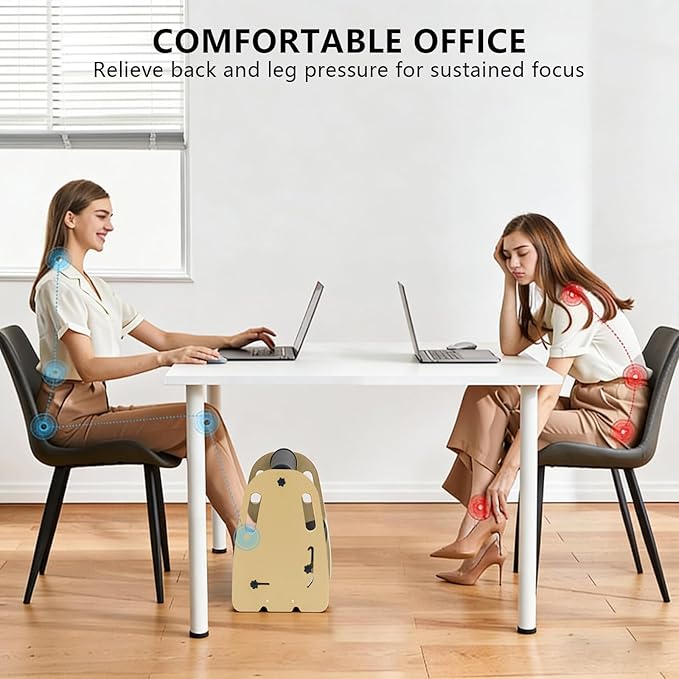 Double Layer Wooden Foot Stool for Under Desk, Foam Roller Top + Cushioned Bottom with Replaceable Massage Pad, Ergonomic Design, Suitable for Office, Home, Gaming, All Seasons Use(Orange)