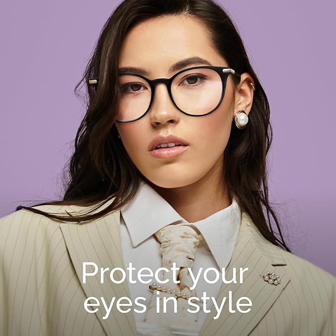 Gaoye Blue Light Blocking Glasses, Retro Round Eyewear Frame Anti Eyestrain Computer Glasses for Women Men - GY1688 (Light Black Frame/Transparent Lens)