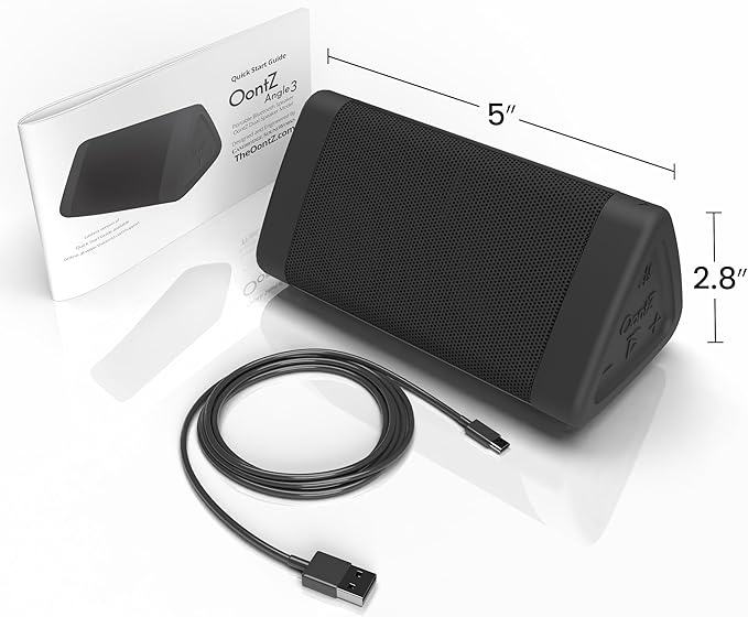 OontZ Angle 3 (4th Gen) – 2 Pack, Portable Bluetooth Speakers, Dual Pairing Stereo Sound, 12W Stereo Sound, 24 Hour Playtime, 100 Foot Wireless Range, Waterproof, Home, Outdoor (Black)