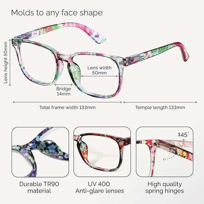 CCVOO Reading Glasses for Women/Men, Eyeglasses, Blue Light Readers for Women/Men, Computer Eye Glasses, Cheaters