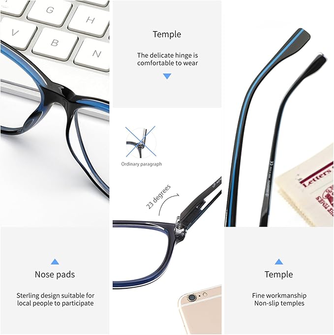 K KENZHOU Blue Light Glasses for Woman Men Bluelight Blocking Glasses for Computer Gaming Phones,Anti Eye Strain & UV Glare