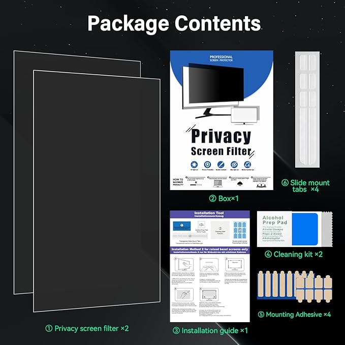 [2 Pack] 27 Inch Computer Privacy Screen for 16:9 Aspect Ratio Widescreen Monitor, Eye Protection Anti Glare Blue Light Computer Monitor Privacy Filter, Removable 27 in Protector Film