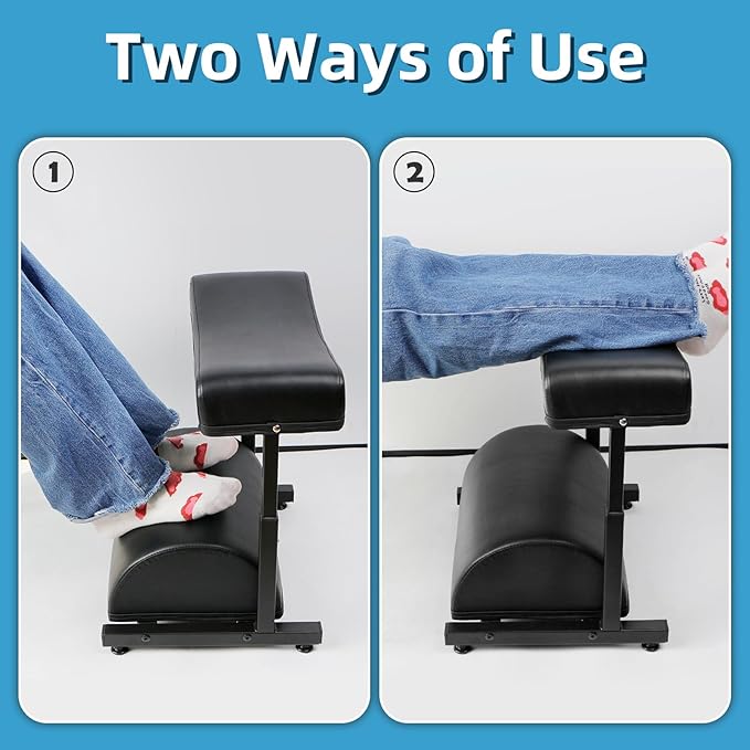 Adjustable Foot Rest Under Desk Footrest Wide Leg Rest 5 Height Positions PU Leather Covered for Desk Office Gaming Chairs Ergonomic, Leg Rest: 7.5" Depth