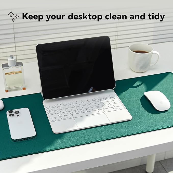 Waterproof Large Gaming Mouse Pad with Durable Stitched Edges, Non-Slip Rubber Base, Grainy Jacquard Mouse Mat Desk Pad for Home Office Gaming, 31.5''x11.8''x0.12'', Matte Green