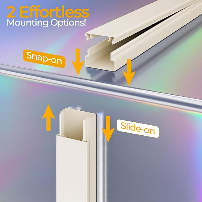 113.4in Cord Hider Kit, Cord Covers for 2-4 Wires on Wall, Self-Adhesive Cable Hider Wire Covers for Cords on Wall, Paintable Cord Hider for Walls Mount Tv, Cable Cover Raceway, W0.95 H0.55in, Beige - Image 6