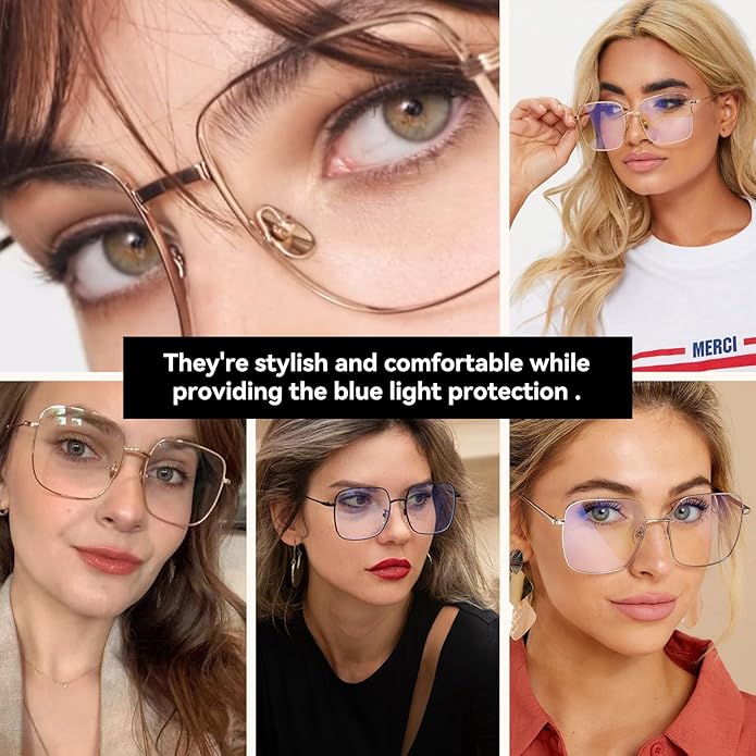 Dollger Blue Light Blocking Glasses women Anti Glare UV Filter Computer Gaming Glasses Retro matal square Eyeglasses Frame