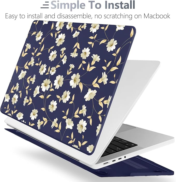 Batianda for MacBook Pro 14 Inch Case 2026-2021 Release M5 M4 M3 M2 M1 Pro/Max, 1.2mm Slim Graphic Hard Shell Cover with Keyboard Cover, Screen Protector 4-in-1 Bundle, Serene Flowers