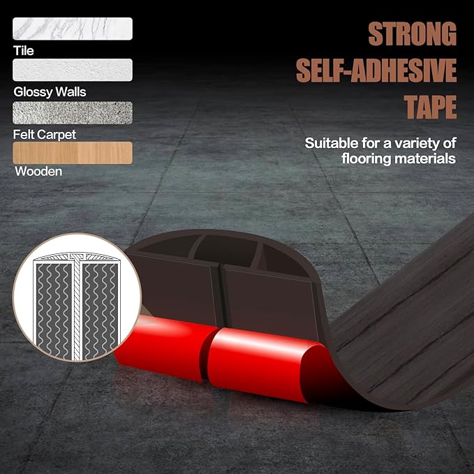 Floor Cord Cover Self Adhesive Cord Hider,10FT Cable Management, Extension Strip Protector for Wires, Prevent Cable Trips for Offices, Gyms, Exhibitions Cavity:0.3"(W) x 0.28"(H) Black Wood - Image 4