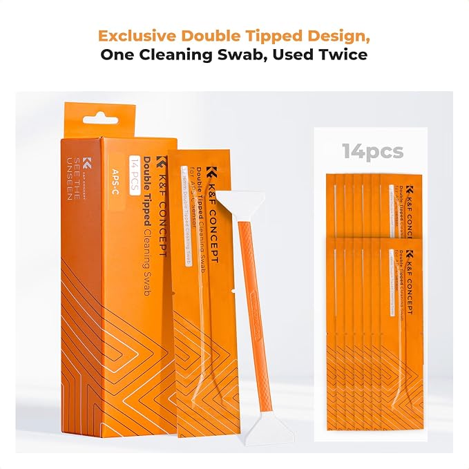 K&F Concept 14pcs Double Tipped 16mm APS-C Sensor Cleaning Swab, DSLR or SLR Digital Camera Cleaning kit and Full Frame Sensor Cleaning Swab - Image 2