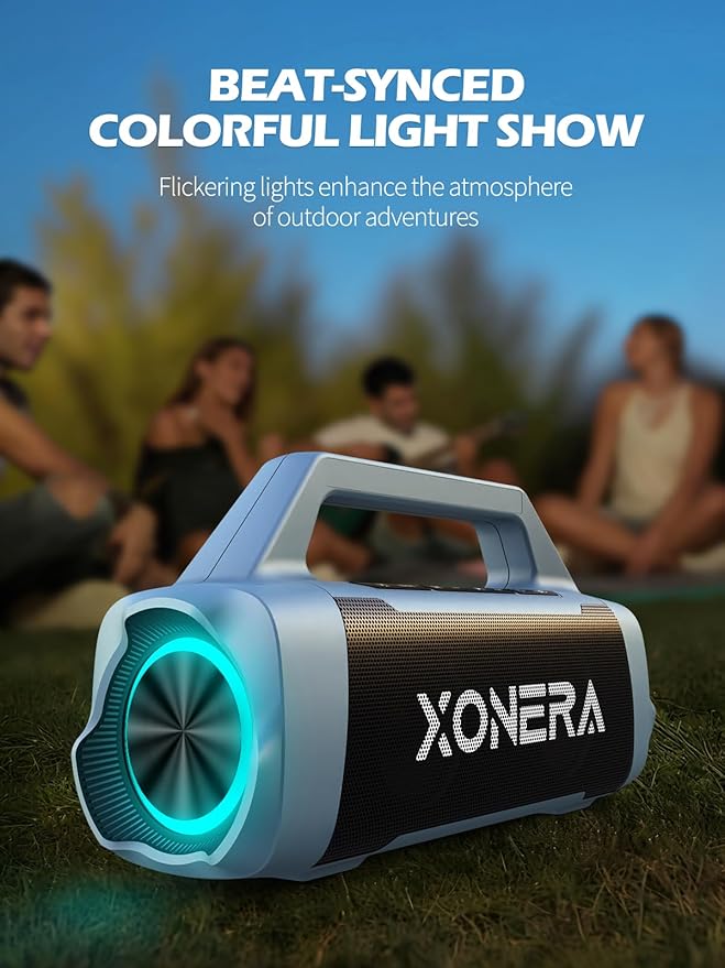 Speakers Bluetooth Wireless, 80W Peak Loud Outdoor Speaker with Bass, 20H Playtime, IPX6 Waterproof, TWS，BT5.3, Portable for Camping Hiking Boating Pool Beach, Smoky Blue