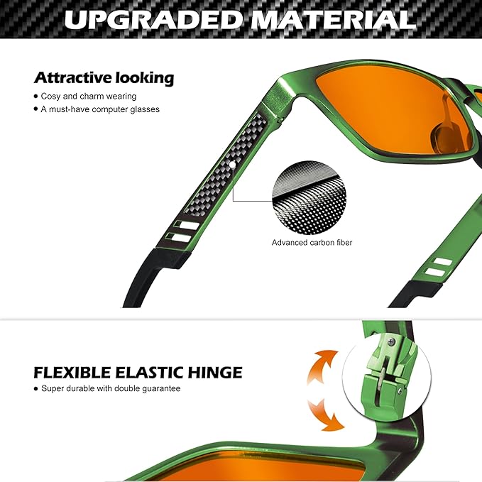 ANYLUV Blue Light Blocking Glasses Men Computer Gaming Glasses Lightweight Al-Mg Metal Anti Eyestrain Eye Protection