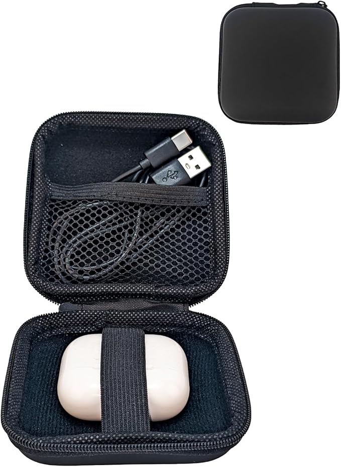 Small Waterproof Tech Organizer Pouch (3.86x3.86x1.5in) - Compact Travel Storage Bag for Chargers, Cables & Gadgets, Internal Space 3.31x3.31x1.18in (Black)