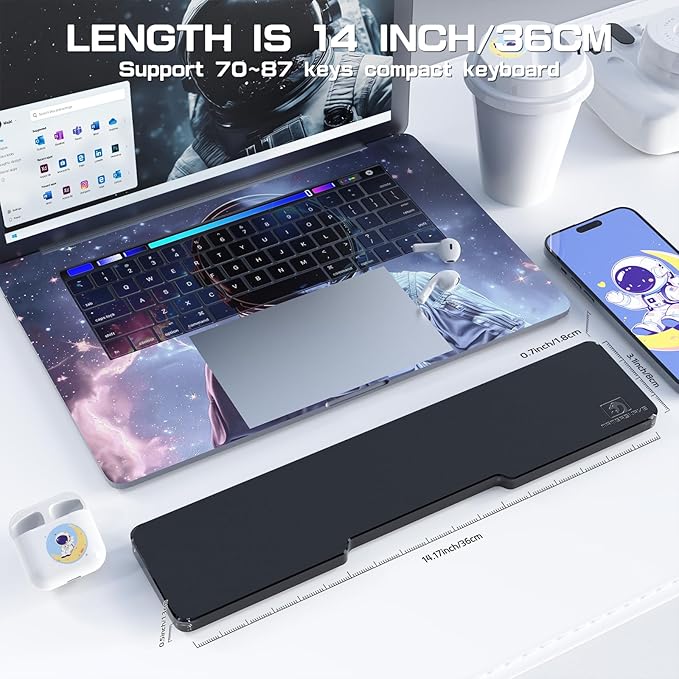 SELORSS Acrylic Keyboard Wrist Rest - TENKEYLESS 80% Keyboard- Mechanical Keyboards Ergonomic Palm Rest for Computer Keyboard,Anti-Slip Base,Wrist Pad for Laptop,Office & Home-Easy Typing (Black)