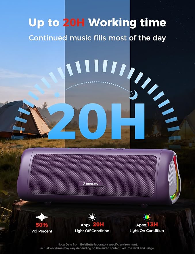 Bluetooth Speaker with HD Sound, Portable Wireless, IPX5 Waterproof, Up to 20H Playtime, TWS Pairing, BT5.3, for Home/Party/Outdoor/Beach, Electronic Gadgets, Birthday Gift (Purple)