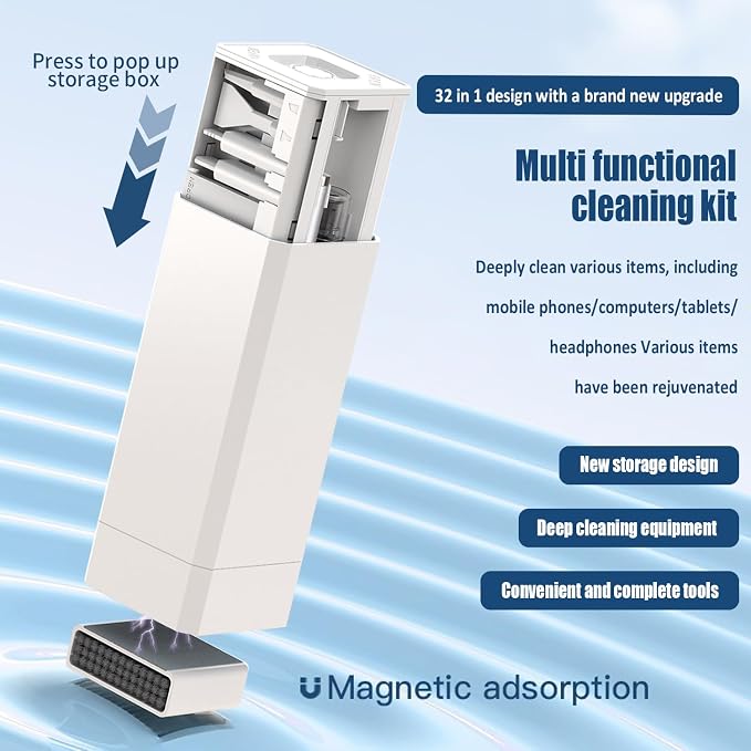 Keyboard Cleaning Kit Laptop Cleaner, 32-in-1 Computer Screen Cleaning Brush Tool, Multi-Function PC Electronic Cleaner Kit for iPad iPhone Pro, Earbuds, Camera Monitor(White) - Image 2