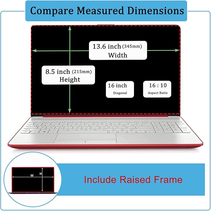 16-inch Tempered Glass Screen Protector for Universal 16" with 16:10 Aspect Ratio Laptop Lenovo/HP/Dell/ASUS/LG/Acer/MSI/Samsung etc, 9H Hardness, Ultra HD