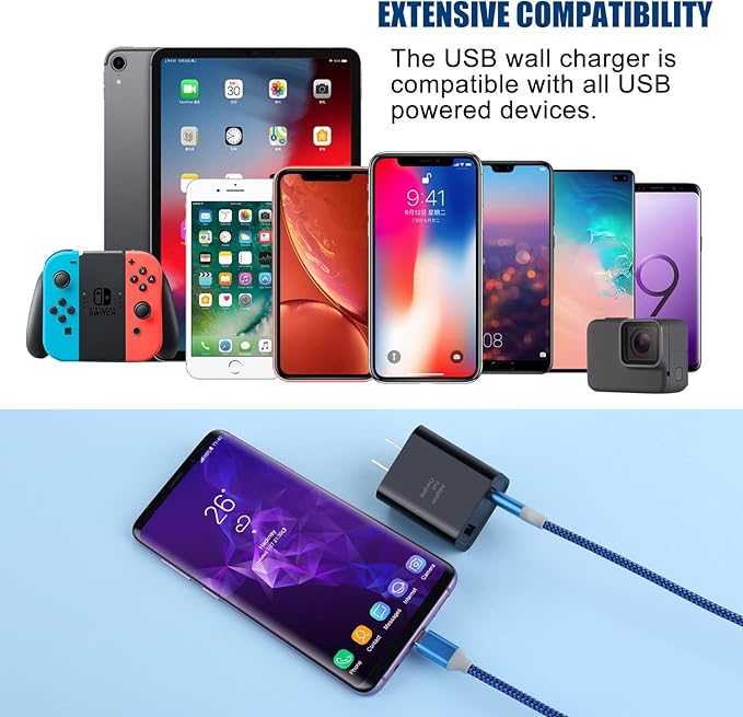 Quick Fast Charge 3.0 USB Wall Charger, Costyle 5 Pack 30W Dual USB Power Adapter (Fast Charge 3.0&5V 2.4A) Adaptive Fast Charging Block Compatible iPhone 11 XS XR, Galaxy S10 S9,Note 10-Black