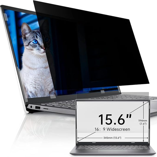 IPROKKO Laptop Privacy Screen 15.6 Inch 16:9 Aspect, Compatible with HP, Dell, Acer, Asus, Samsung, Lenovo More, Removable Privacy Filter, Anti Glare Blue Light Laptop 15 in Black Spy Security Shield