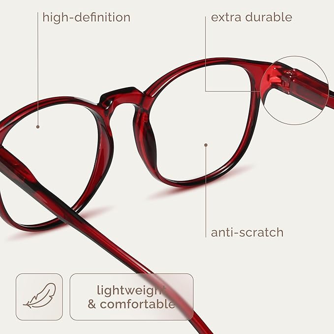IBOANN Chic & Comfy Blue Light Glasses for Women - 3-Pack Round Frames, Screen-Ready Style with UV Protection Coating