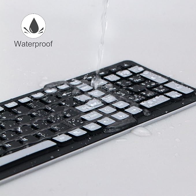 sungwoo Wireless Silicone Keyboard, 2.4GHz Wireless, Foldable Rollup Keyboard, Waterproof, Dustproof and Lightweight, Perfect for PC, Notebook, Laptop and Travel(Black)