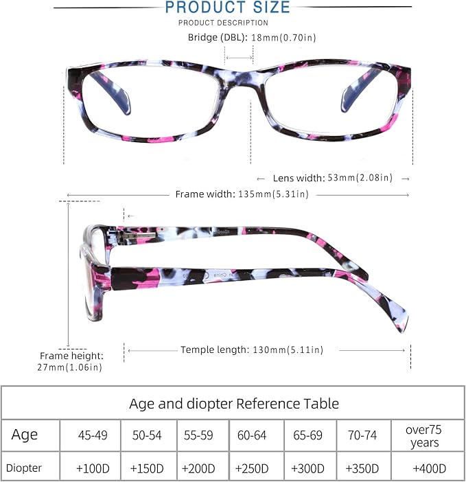 Henotin 5-Pack Reading Glasses Blue Light Blocking Anti Eyestrain Computer Reading Glasses for Women and Men Readers (Mix Color-C1, 2.25, Diopters)
