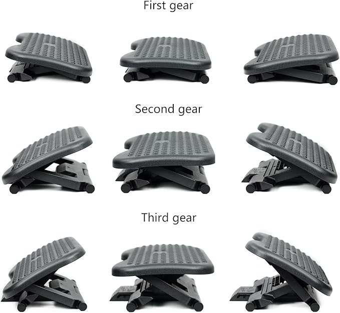 Under Desk Footrest Adjustable Height Comfy Foot Rest with 30 Degree Angle Adjustment for Comfort Home, Office Pressure Relief