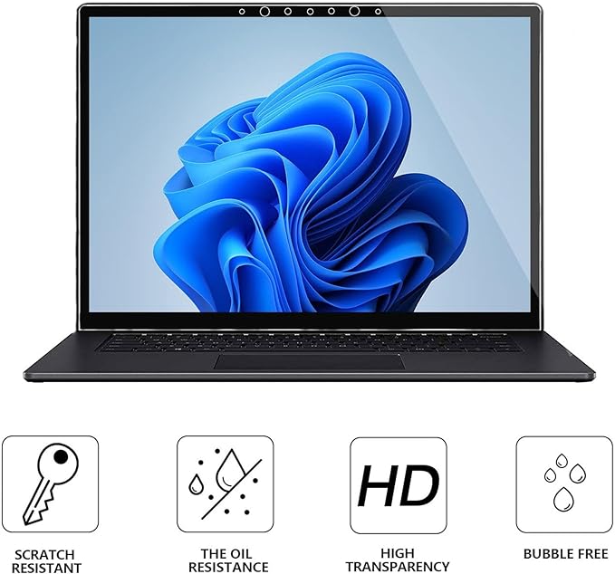 Megoo Screen Protector for Surface Laptop 6/5 13.5 Inch,Tempered Glass/Easy Installation/Ultra Clear/Round Edge, Compatible for Microsoft Surface Laptop 4/3/2/1, 2-Pack