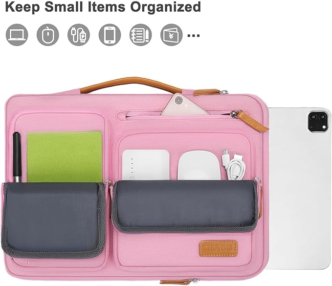 MOSISO 9-11 inch Tablet Sleeve Case for iPad A16 2025, iPad Air 11 inch M3 M2, iPad Pro 11 M4, iPad 10/9/8/7th, Galaxy Tab A9+/S9/S8/Plus 11, Side Open Carrying Bag with 4 Zipper Pockets, Pink