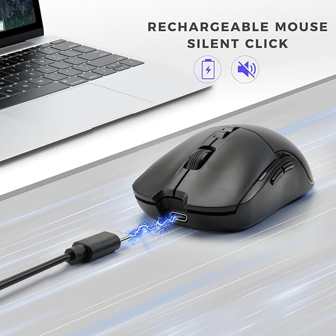 Wireless Keyboard and Mouse Set with Quiet Keys, 2.4G Full Size Ergonomic Keyboard with Wrist Rest, Protective Covers, Soft Touch Silent Design for Windows, Computer, PC and Laptop