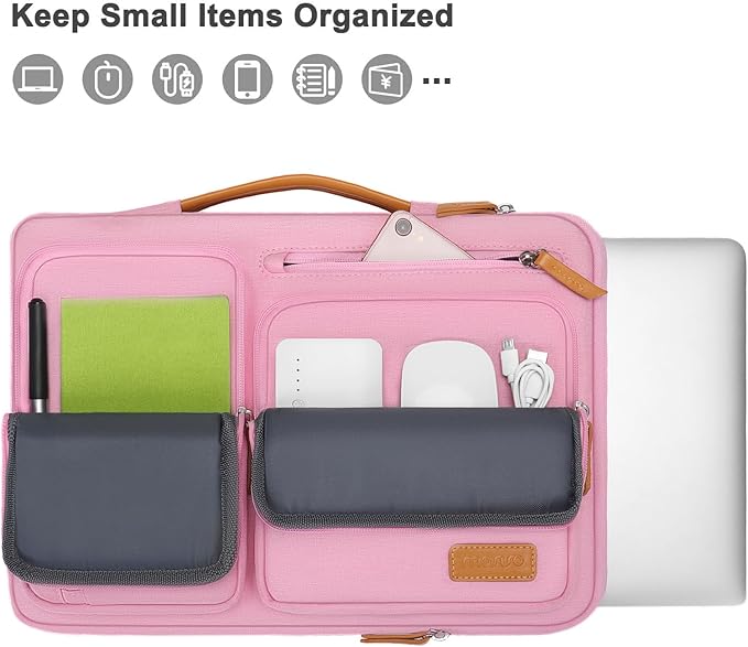 MOSISO 360 Protective Laptop Case 16 inch, 15-15.6 inch Laptop Sleeve Compatible with MacBook Pro 16, HP Acer Dell Lenovo ASUS, Side Open Carrying Case with 4 Zipper Pockets&Handle, Pink