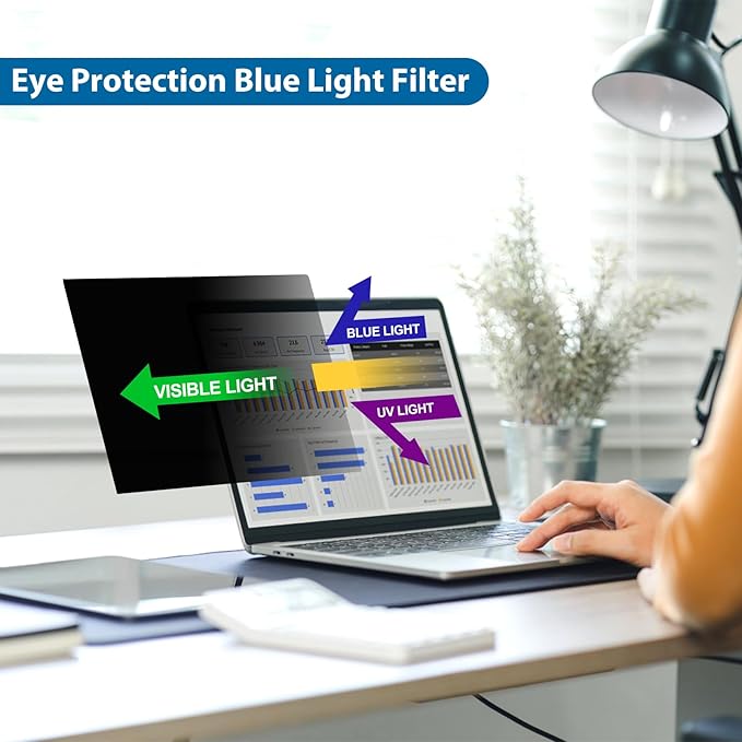 【2 pack】 14 Inch Laptop Privacy Screen Protector, 16:9 Aspect Removable Anti-Glare Blue Light Filter Protector - Scratch Resistant Data Privacy Screen Protecto